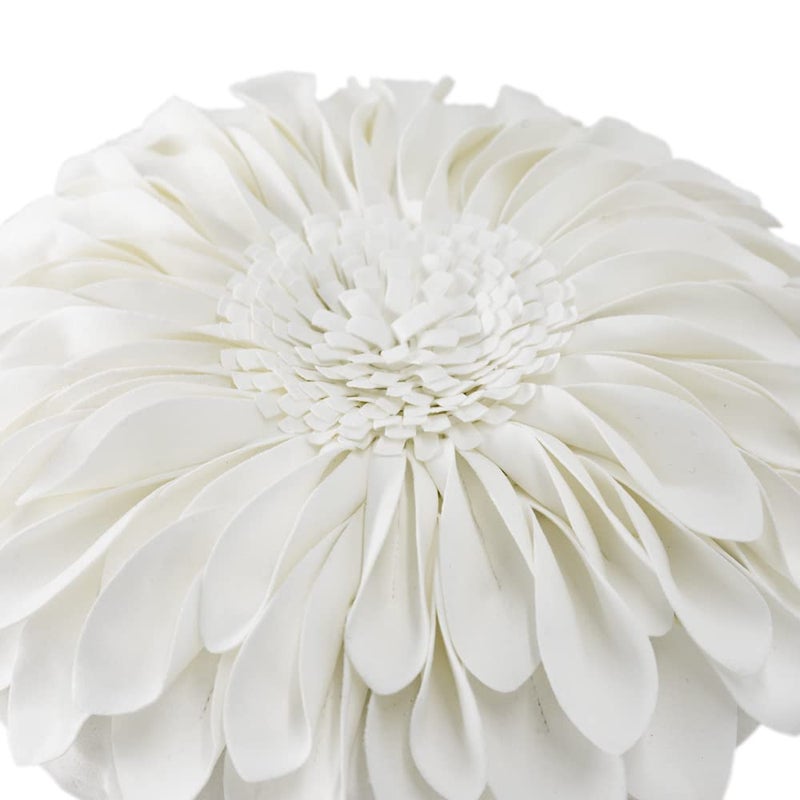JWH 3D Flower Throw Pillow Covers Decorative Aesthetic Sunflower Accent Pillow Cases Handmade Pillowcase Round Cushion for Car Bedroom Bed Couch Chair with Insert 12 Inch White - Image 3